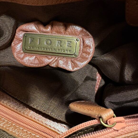 Isabella Fiore Metallic Peach Studded Crystal Hobo Shoulder Bag. - Picture 8 of 11